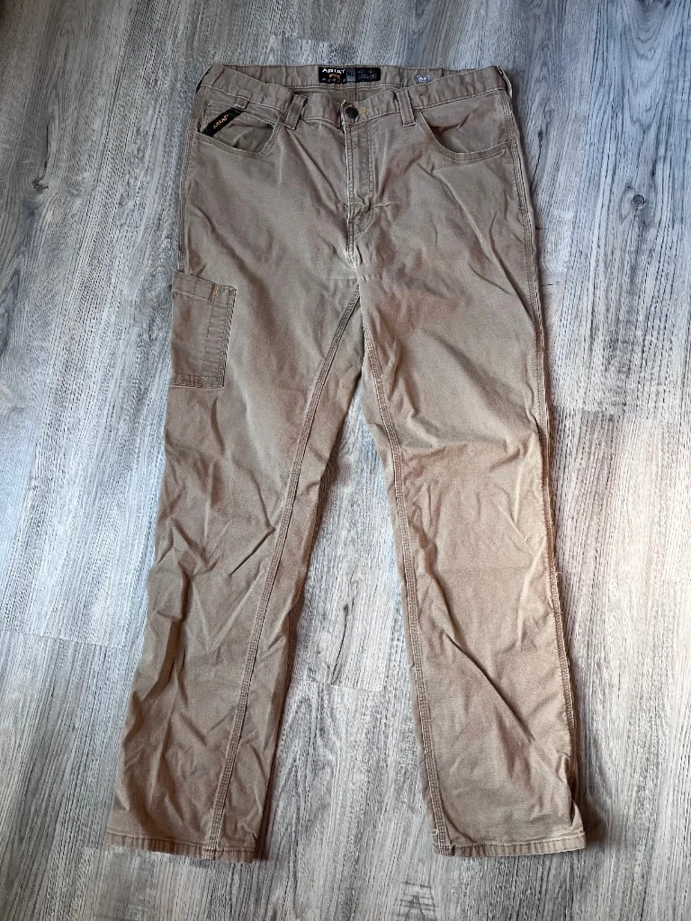 Ariat Rebar M4 Relaxed Straight Field Khaki Tough Work Pants Mens 38x34 Stretch